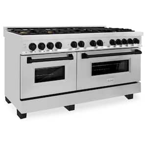 Autograph Edition 60 in. 9 Burner Double Oven Dual Fuel Range in Stainless Steel and Matte Black
