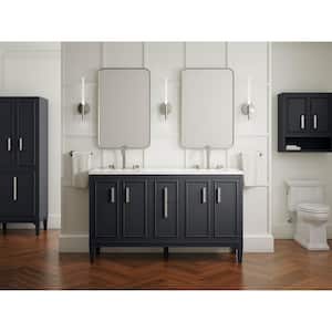 Southerk 60.4375 in. W x 18.0625 in. D x 35.8125 in. H Bathroom Vanity in Slate Grey with Quartz Top