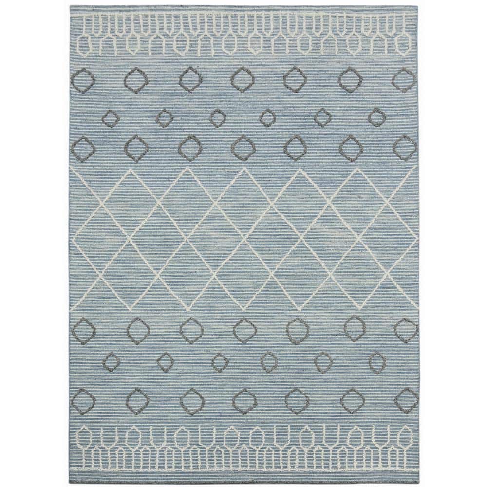 Handmade Tufted Blue Wool Scatter Rug 2' x 3'