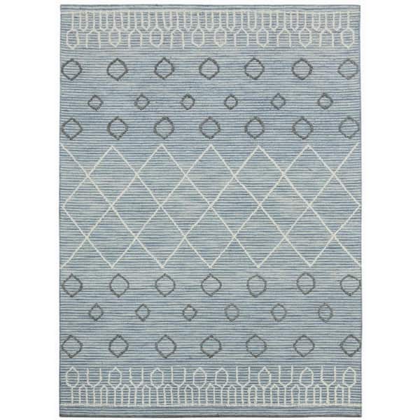 Amer Rugs Berlin 2 x 3 Blue/White Geometric Pattern Area Rug for High Traffic Living Room Dining Room Bedroom
