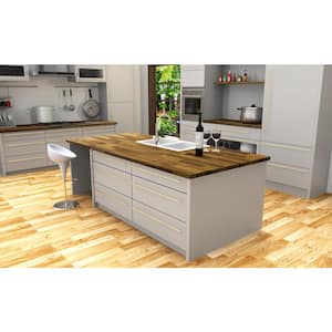6.2 ft. L x 36 in. D, Acacia Butcher Block Island Countertop in Brown with Square Edge