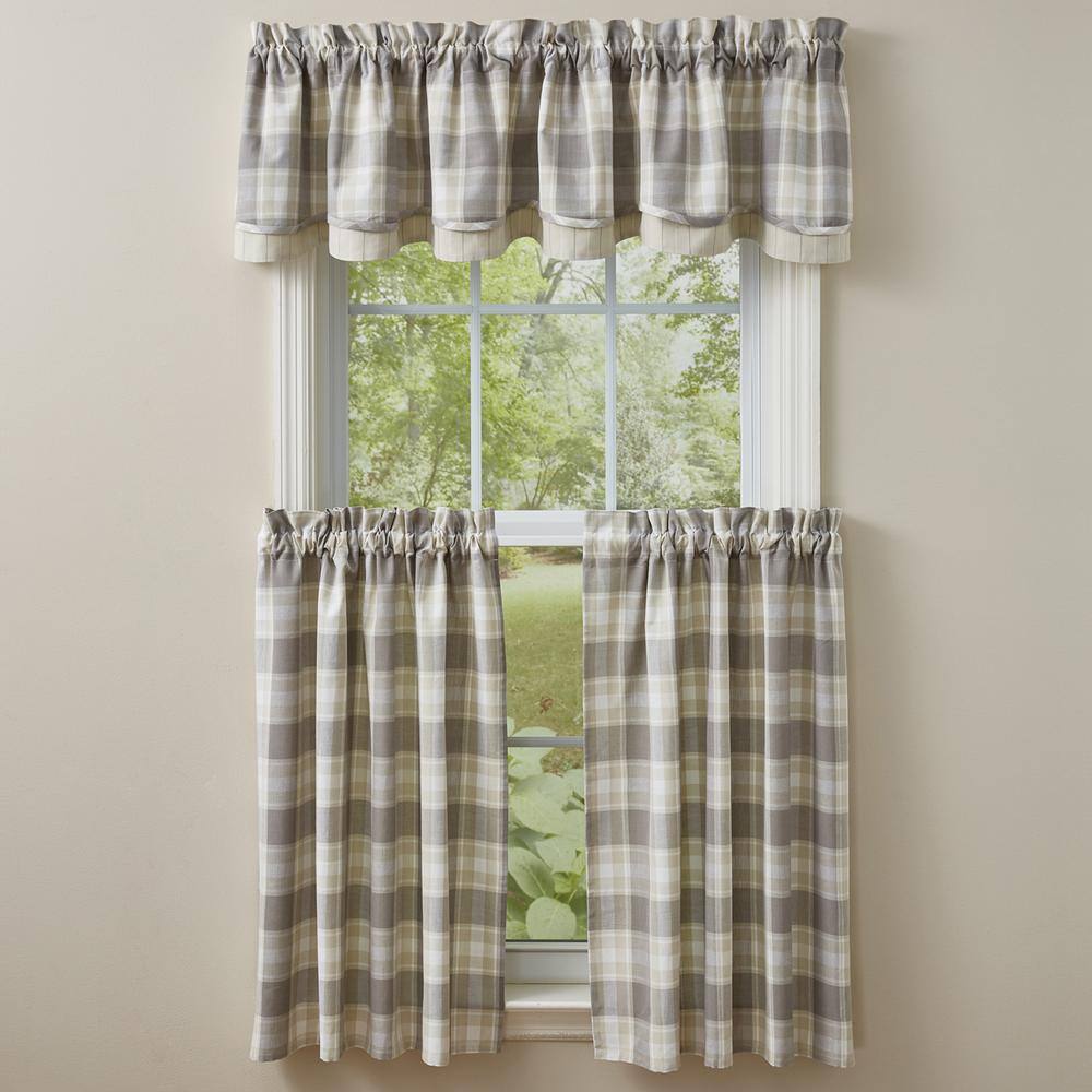 Weathered Oak Plaid Cotton Rod Pocket Valance 16''L