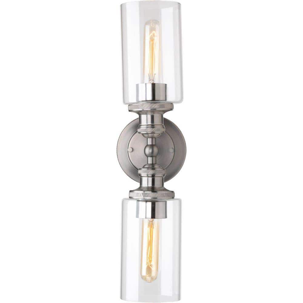Antique Nickel 2-Light Dimmable Swing Arm Vanity Fixture