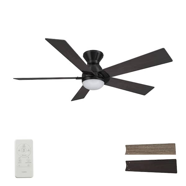 Aspen 52 in. Dimmable LED Indoor/Outdoor Black Smart Ceiling Fan with Light and Remote, Works with Alexa/Google Home