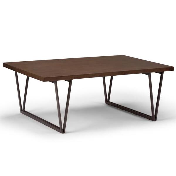 Simpli Home Ryder 50 in. Natural Aged Brown Large Rectangle Wood Coffee Table