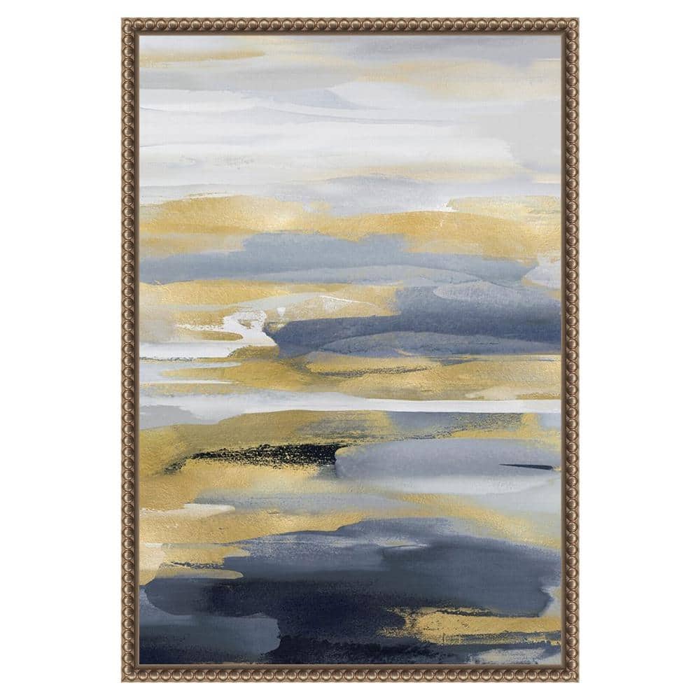 Blue and Gold Abstract Canvas Framed Wall Art 16 x 23