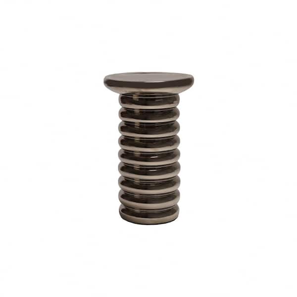 19.9 in. Chrome Glaze Backless Ceramic Stoneware Ribbed Stool