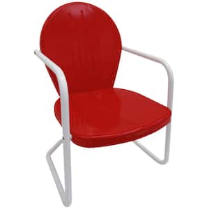 Retro Red Metal Patio Lawn Chair