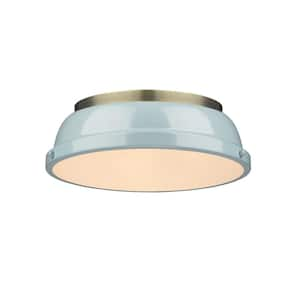 Duncan AB 2-Light Aged Brass Flush Mount Light