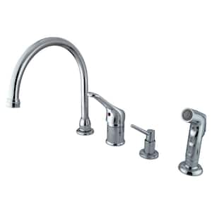 Wyndham Single-Handle Deck Mount Widespread Kitchen Faucets with Sprayer and Soap Dispenser in Polished Chrome