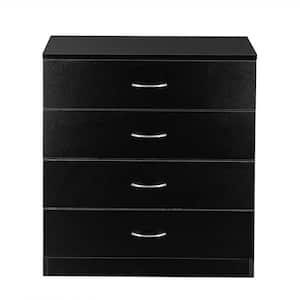 4-Drawer Black Wood Chest of Drawers 26 in. W x 28.7 in. H