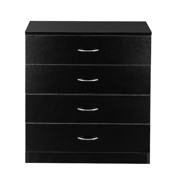 Outopee 4-Drawer Black Wood Chest of Drawers 26 in. W x 28.7 in. H