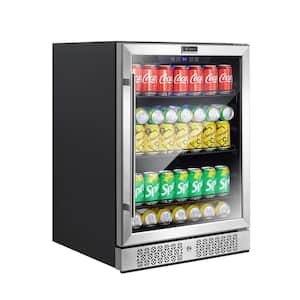 24 in. 5.2 cu. ft. Single Zone 140 of (12 oz.) Can Built-In/Freestanding Beverage Cooler in Stainless Steel