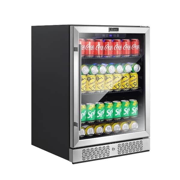Empava 24 in. 5.2 cu. ft. Single Zone 140 of (12 oz.) Can Built-In/Freestanding Beverage Cooler in Stainless Steel