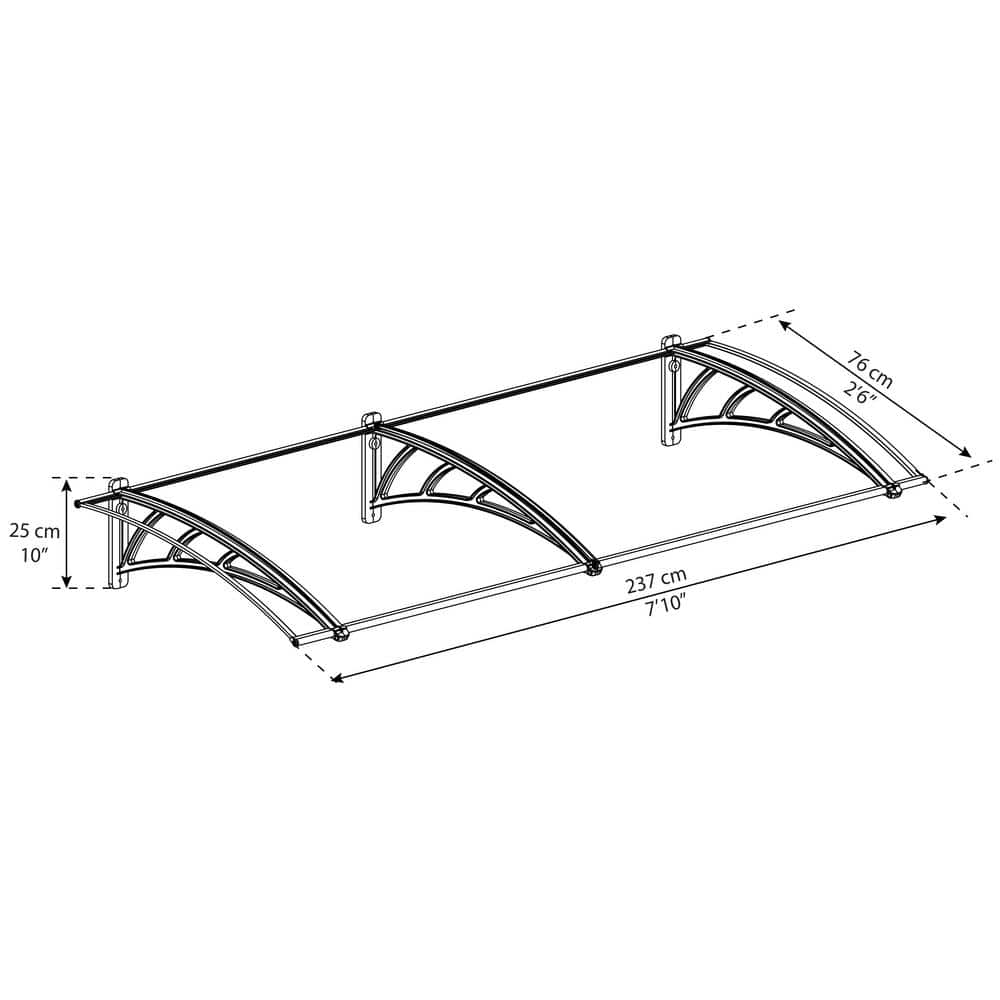 Neo 8' x 3' Gray and Clear Polycarbonate Window and Door Awning