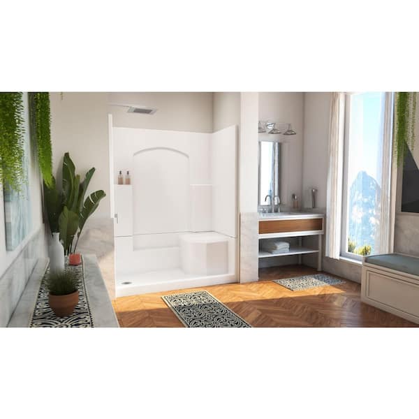 Accessible Living Alliance 60 in. L x 32 in. W x 77.5 in. H 4 Piece Alcove LH Drain Shower Kit with Shower Wall and Pan