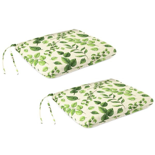 Jordan Manufacturing 16 in. W x 16 in. D x 3 in. T Square Outdoor Seat Cushion in Natik Aloe (2-Pack)