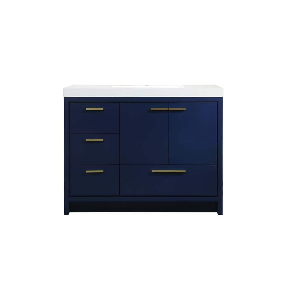 Simply Living 42 in. Single Bathroom Vanity in Blue with Resin Vanity Top i