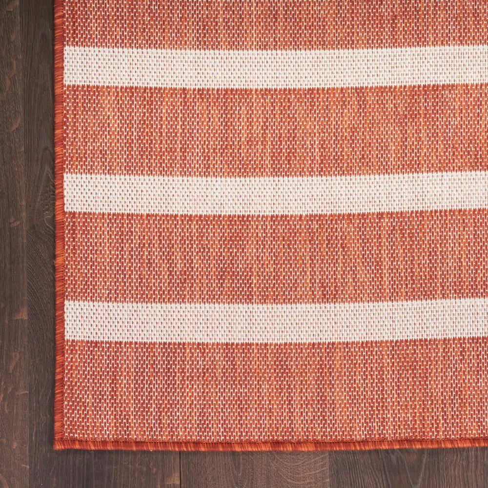 Terracotta Ivory Striped Flat Woven Outdoor Rug 6' x 9'