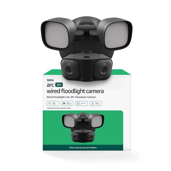 Arc 2K+ Hardwired Floodlight with Outdoor 4 2-Camera System and Sync Module 2 (Black)