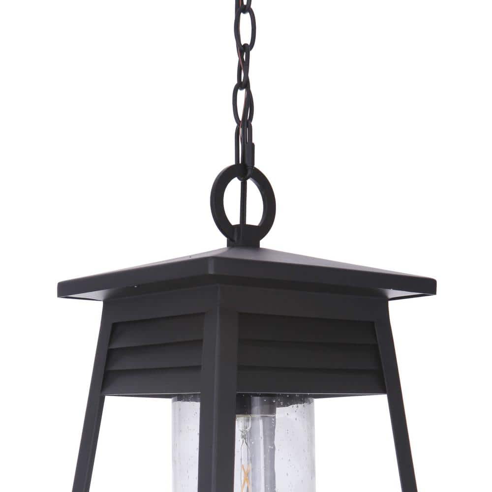 Becca Matte Black 10" Outdoor Pendant with Clear Seeded Glass