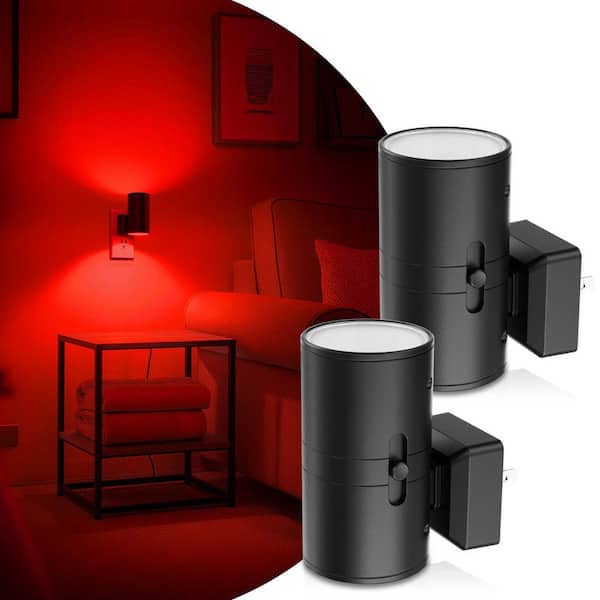 LED Red Night Light Plug in, Dimmable Sleep Aid Light w/ Sensor for Christmas, Bedroom, Hallway, Holiday Décor (4-Pack)