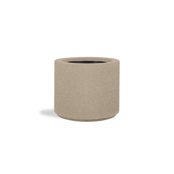 PolyStone Planters Baja Round 23 in. x 19 in. Sandstone Granite Composite Planter