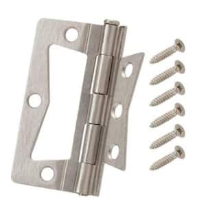 3-1/2 in. Satin Nickel Non-Mortise Hinges (2-Pack)
