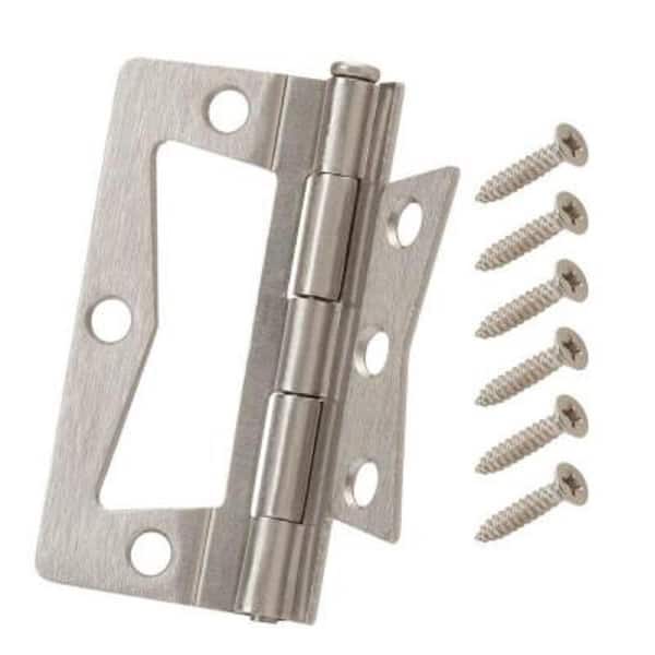 Everbilt 3-1/2 in. Satin Nickel Non-Mortise Hinges (2-Pack)