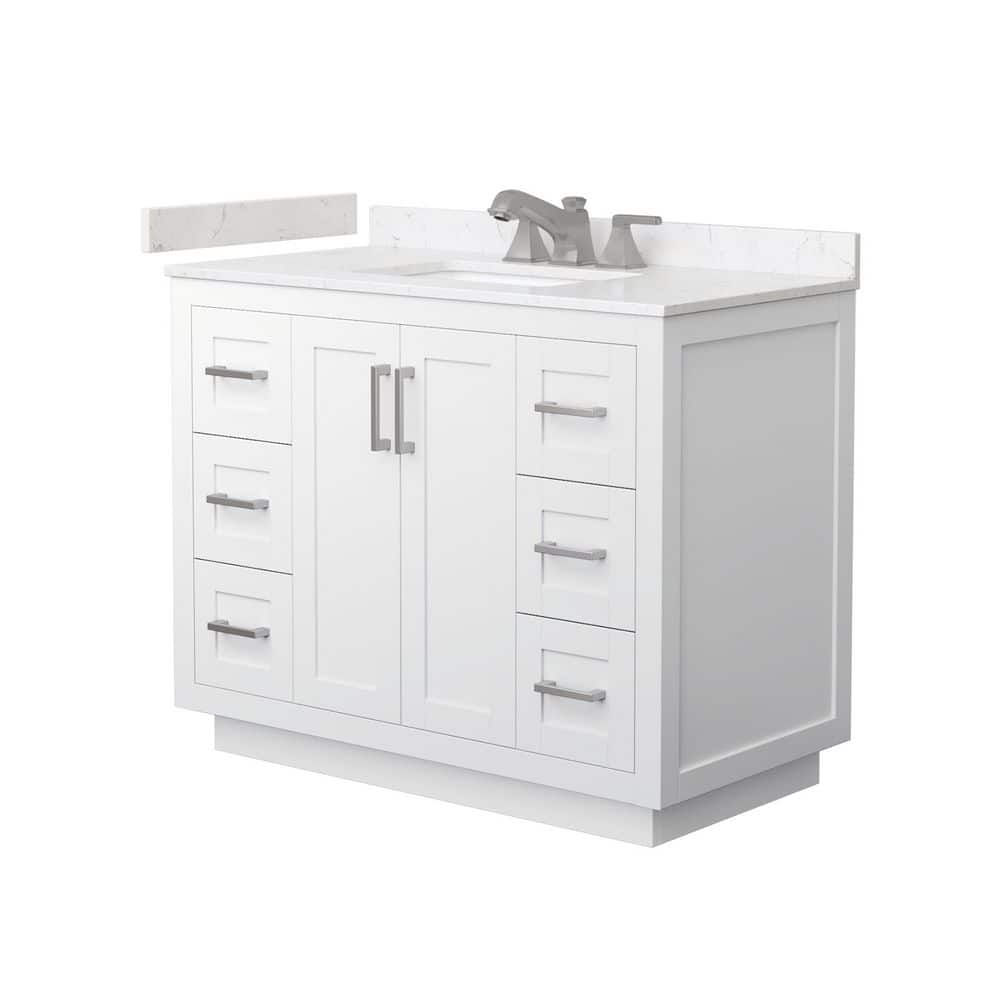 Miranda 42 in. Single Freestanding White Bath Vanity with Carrara Cultured Marble Top Assembled price history on PriceWatchPro