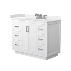 Miranda 42 in. Single Freestanding White Bath Vanity with Carrara Cultured Marble Top