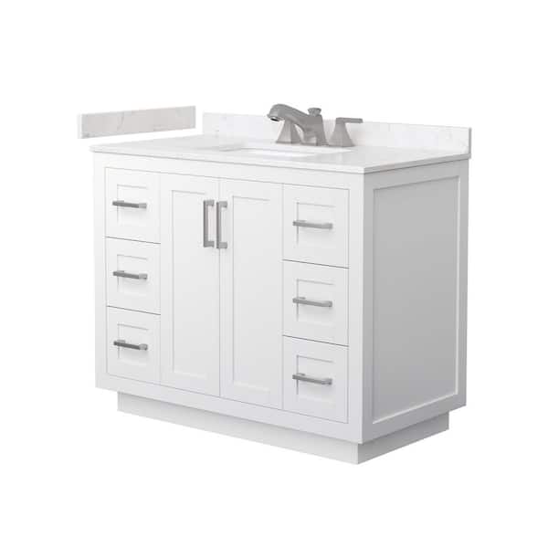 Miranda 42 in. Single Freestanding White Bath Vanity with Carrara Cultured Marble Top Assembled
