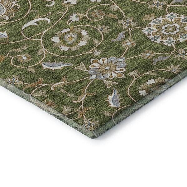 Mayfield Premium Machine Washable Abstract AMF1149 Olive 2 ft. x 3 ft. Area Rug