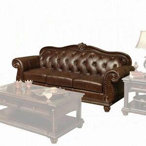 Anondale 37 in. W Rolled Arm Leather Bridgewater Straight Sofa in Brown