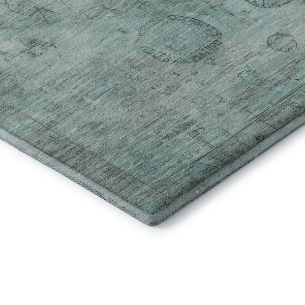 Mayfield Premium Machine Washable Abstract AMF1769 Aqua 9 ft. x 12 ft. Area Rug