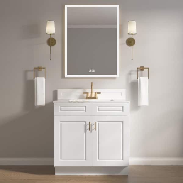 HOMLUX 36 in. W x 21 in. D x 34.5 in. H Ready to Assemble Bath Vanity Cabinet without Top in Raised Panel White