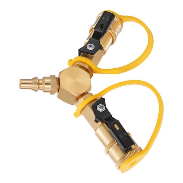 RV Propane Quick Connect Y Splitter with Shutoff Valve, Dual 1/4 in. Disconnect Kit, for RVs, and Grills 2025 update