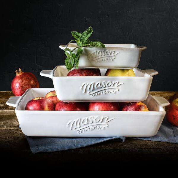 MASON Ceramic Bakeware Set 3 Piece Craft & More Baker Small Medium & Large  - NIB