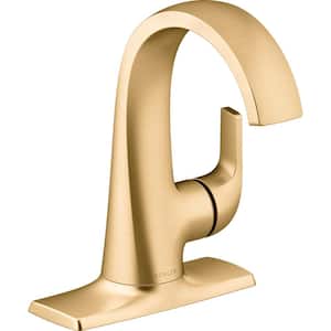 Cursiva Single Hole Single-Handle Bathroom Faucet in Vibrant Brushed Moderne Brass