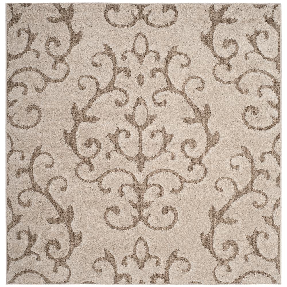Florida Shag Cream/Beige 7 ft. x 7 ft. Square Floral Area Rug price history on PriceWatchPro