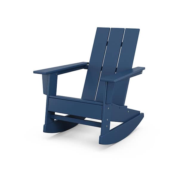 POLYWOOD Grant Park Navy Modern Plastic Adirondack Outdoor Rocking Chair