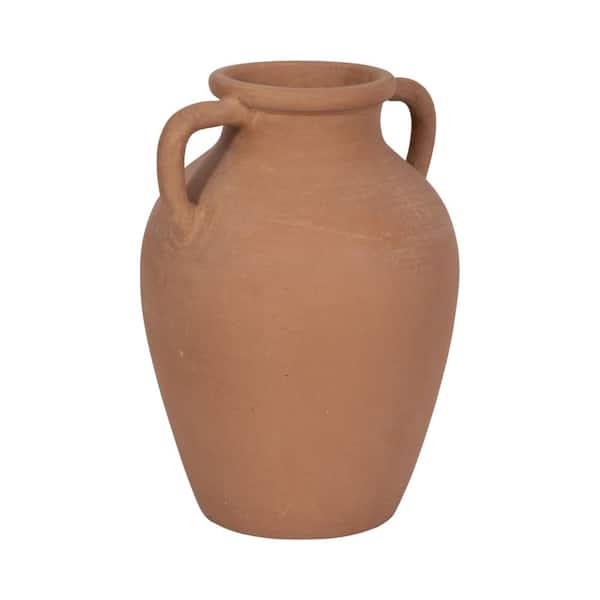 Liv & Skye 13 in. Brown Ceramic With Handles Decorative Vase 18254