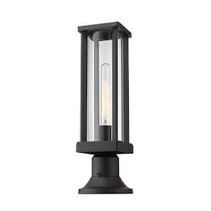 Glenwood 16 in. - Light Black Aluminum Hardwired Outdoor Weather Resistant Pier Mount Light with No Bulb Included