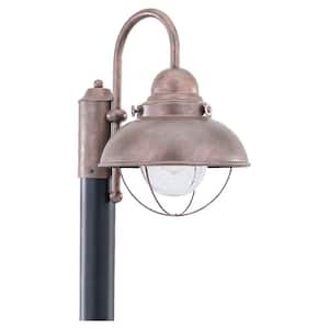 Sebring 1-Light Industrial Nautical Outdoor Weathered Copper Post Top