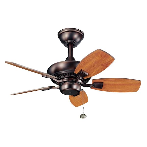 KICHLER Canfield 30 in. Indoor/Outdoor Oil Brushed Bronze Downrod Mount Ceiling Fan with Pull Chain for Covered Patios