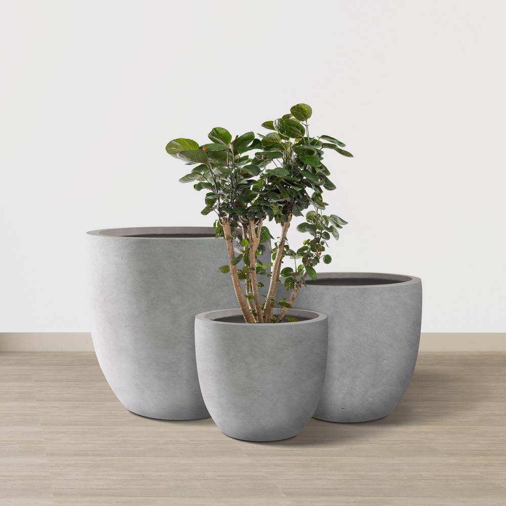 Kante 3-Pack Round Gray Concrete Indoor/Outdoor Planters