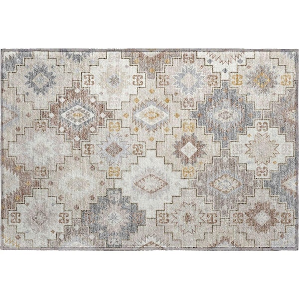 Mayfield Premium Machine Washable Abstract AMF2123 Ivory 2 ft. x 3 ft. Accent Rug
