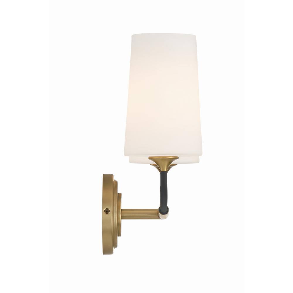 Niles Black and Gold 2-Light Sconce with White Glass Shades