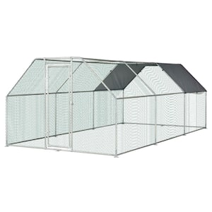 9 ft. W x 18.5 ft. D x 6.5 ft. H Metal Walk-In Chicken Coop Cage with Water and UV Resistant Cover