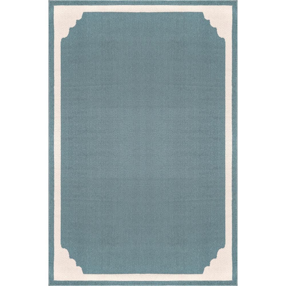 Beverly Rug Hera Teal 5 ft. x 7 ft. Rubber Back Washable Corner ...